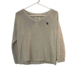 Abercrombie & Fitch Cream Knit V-neck Sweater Women's Medium